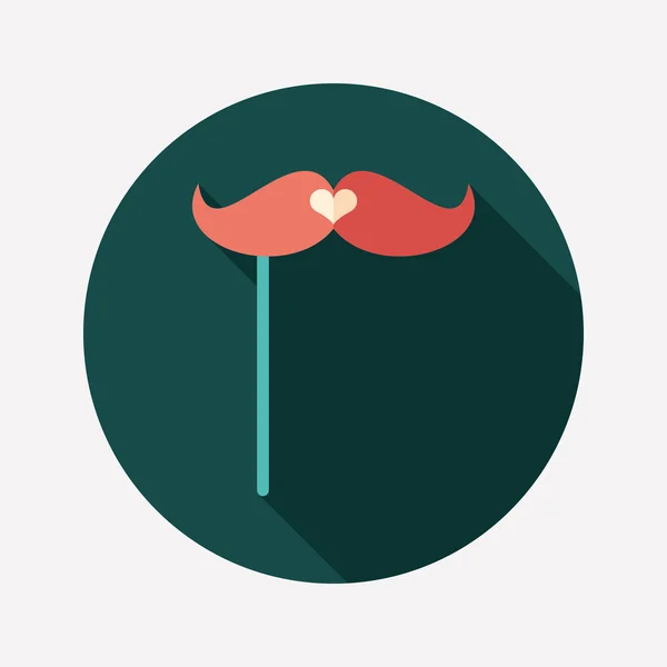 Bigode de Hipster em um ícone redondo plano com sombras longas . —  Vetores de Stock