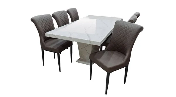 Mesa Jantar Cadeiras Isoladas Sobre Fundo Branco Luxo Retângulo Mesa — Fotografia de Stock