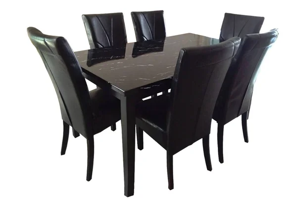 Eettafel Stoelen Geïsoleerd Witte Achtergrond Luxe Moderne Eettafel Sets Verschillende — Stockfoto