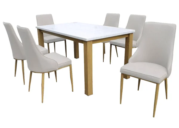 Yemek Masası Beyaz Arka Planda Izole Sandalyeler Lüks Modern Yemek — Stok fotoğraf