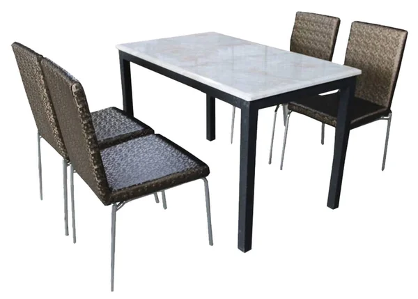 Mesa Jantar Cadeiras Isoladas Sobre Fundo Branco Luxo Modernos Conjuntos — Fotografia de Stock