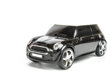 Beyaz arka plan üzerinde Mini Cooper oyuncak araba