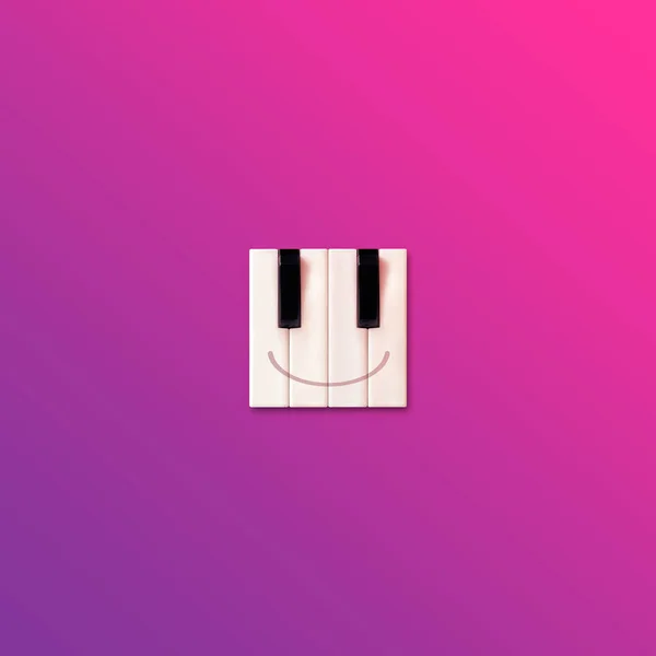 Creative Emoticon Made Piano Keys Isolated Vibrant Bold Pink Purple — Stock Photo, Image