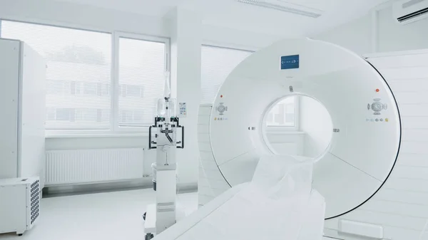 Medical CT or MRI or PET Scan Standing in the Modern Hospital Laboratory. Technologically Advanced and Functional Medi al Equipment in a Clean White Room.