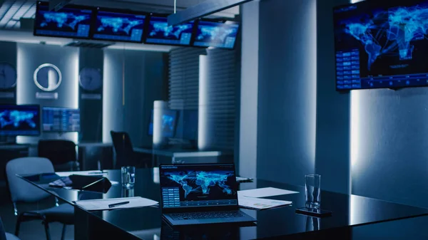 Shot of the System Control Monitoring Room. Empty Government Emergency Operations Center. — Stock Photo, Image