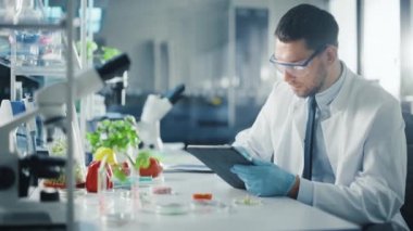 Tablet üzerinde çalışan bilim adamı