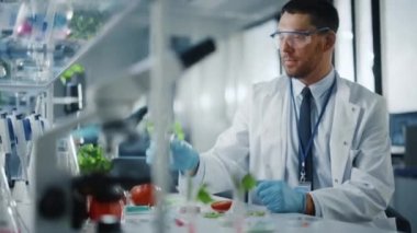 Bilim adamı Yeşil Bitki Örneklerine Bakıyor