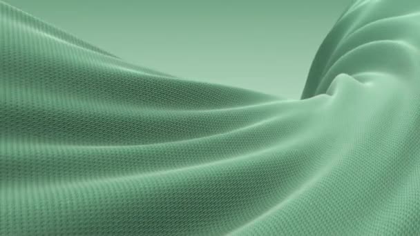 Textura lisa abstrata movendo-se em ondas de cetim verde — Vídeo de Stock