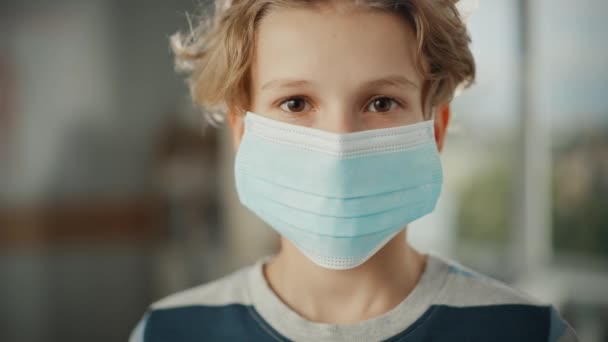 Portrait of Boy in Face Mask — Stock Video