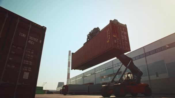 Container Handler de lucru în terminal — Videoclip de stoc