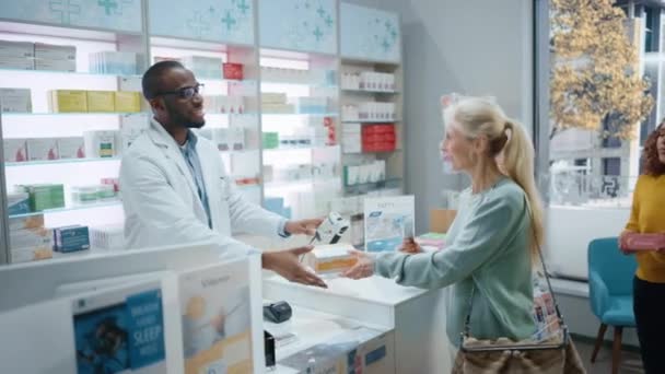 Farmácia Farmácia Checkout Servidores Clientes — Vídeo de Stock