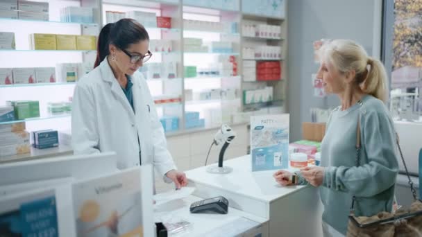 Farmácia Farmácia Checkout Clientes Comprar Medicina — Vídeo de Stock