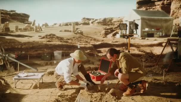 Situs Penggalian Archaelogical Orang Bekerja — Stok Video