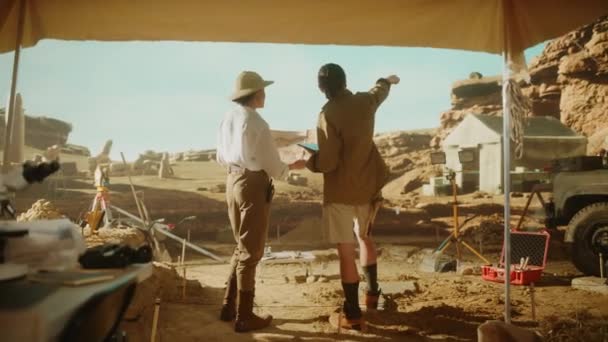 Archaelogical Digging Site Archeologists — Stok Video