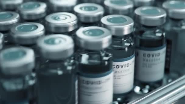 Covid 19 Vaccin Productie Transportband — Stockvideo