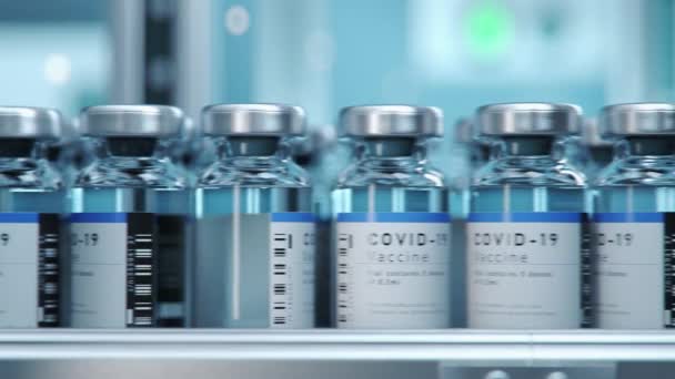 Covid 19 Vaccin Productie Transportband — Stockvideo