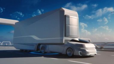 Gelecekçi Özerk Kamyon Yolda Sürüşü