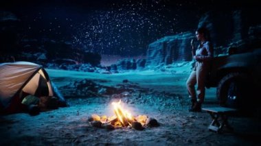 Night Female Traveler Canyon