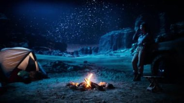 Night Female Traveler Canyon