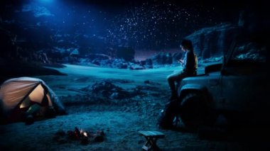 Woman Camp Night Smartphone