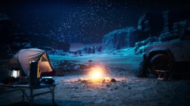 Camp Fire Tent Night