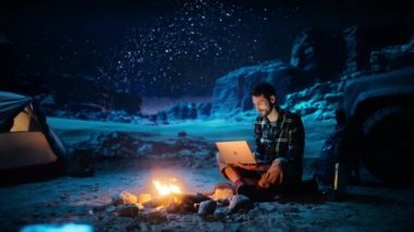 Camp Night Man Laptop