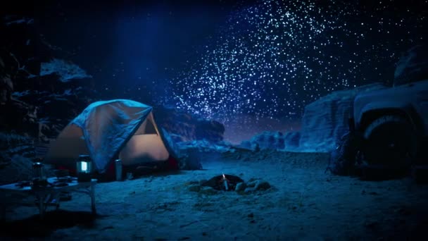 Camping Night Sleeping in Tent — Video Stock