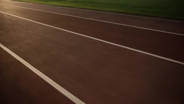 Fit Female Athlete Running on Stadium — Stock Video