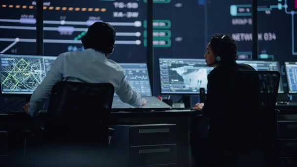 Specialists Working in Monitor Room — Stock Video