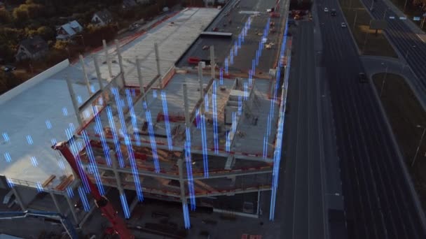 Завершено строительство здания VFX с дополненной реальностью — стоковое видео