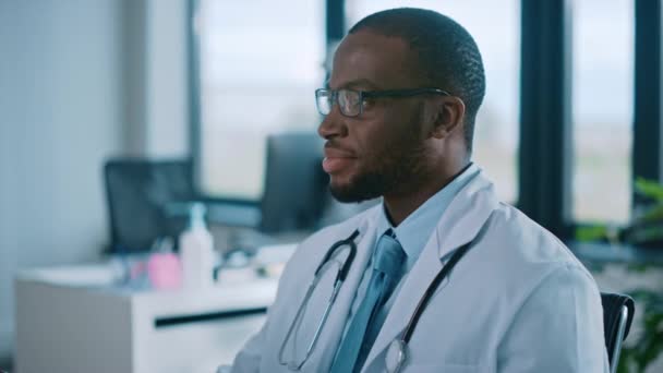 Happy Smiling Medical Doctor in Hospital Office — Stock Video