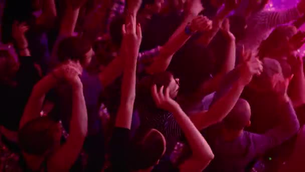 Muziek Fans Dansen op Rock Concert — Stockvideo