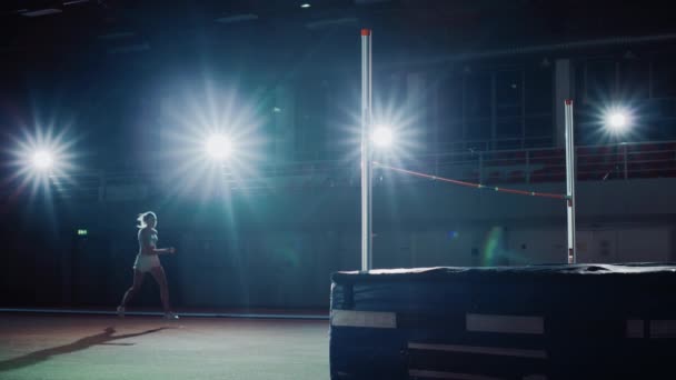 Female High Jump over Bar — Stock Video