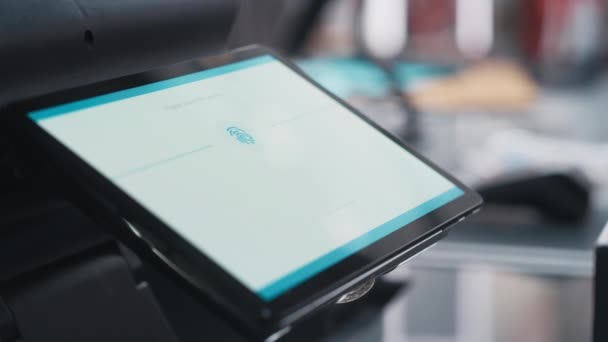 Finger Scan Touch ID Pago en la tableta — Vídeos de Stock