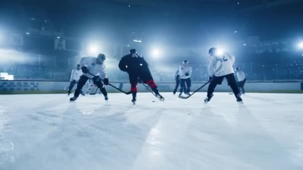 Eishockey-Puckträger attackiert — Stockvideo