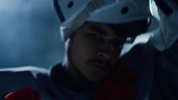 Portero de hockey sobre hielo — Vídeo de stock