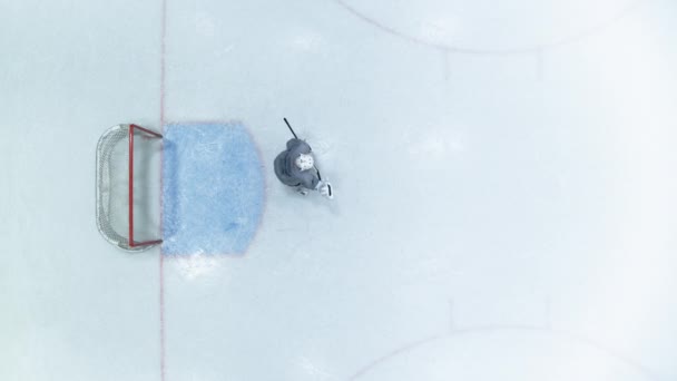 Vista dall'alto Gioco di Hockey su ghiaccio — Video Stock