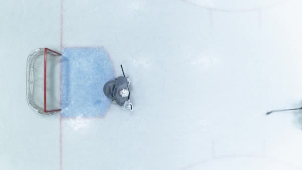 Vista dall'alto Gioco di Hockey su ghiaccio — Video Stock