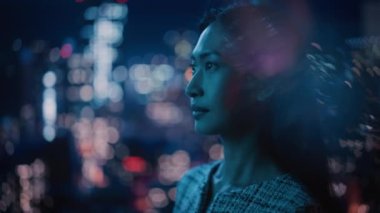 Asyalı Kadın Gece Portresi Şehri