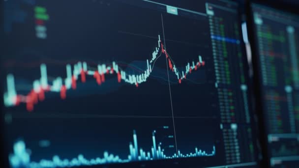 Close up Financial Trading Column Graph — Stock Video