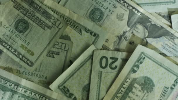 Vinte Dolar Bills Pile . — Vídeo de Stock
