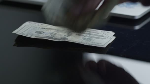 Businessman is Counting Dollar Bills — Stock Video