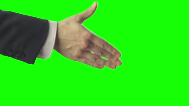 Рукопожатие на зеленом экране — стоковое видео