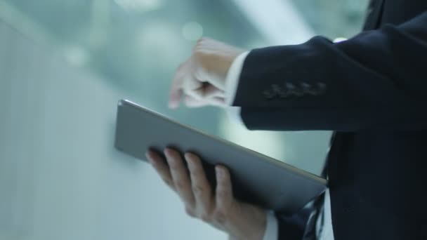 Businessman Working on Tablet in Office — Stock Video