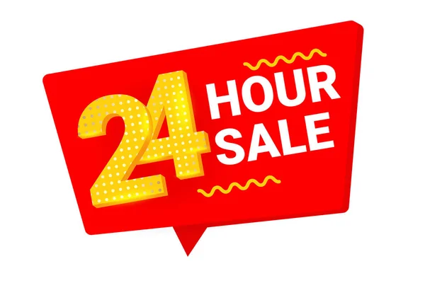 24-hour sale. Red banner isolated on a white background. — Stock Vector