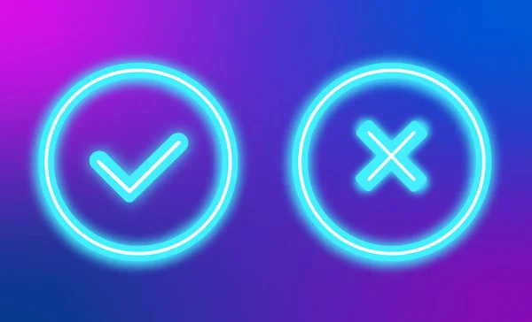 Modern ikon kolla och stryk neon tecken för ditt projekt på en lila lutning bakgrund. — Stock vektor