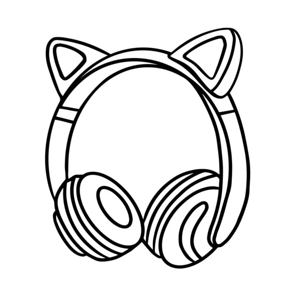 Casque stéréo chat contour isolé om fond blanc — Image vectorielle