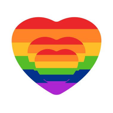 Gökkuşağı kalbinin vektör simgesi, Igbt toplum simgesi. Vektör illüstrasyonu.