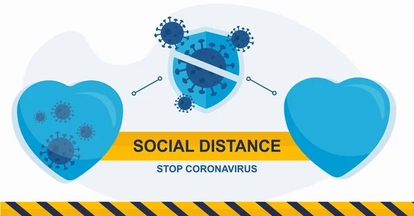Coronavirus. Jarak sosial. Infografis untuk Hari Valentine - Stok Vektor
