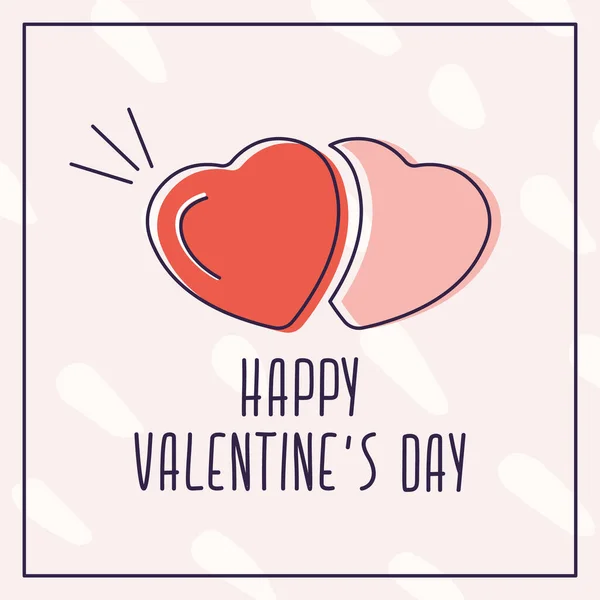 Feliz Dia dos Namorados. Com o símbolo de dois corações. A inscrição com as férias do Dia de São Valentim. Pode ser usado para imprimir e cumprimentar mensagens em redes sociais —  Vetores de Stock